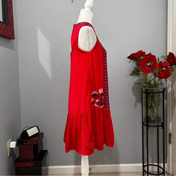 NEW Xhilaration Boho Love Liberty Embroidered Drop Waist Flutter Floral Sundress - Picture 3 of 16